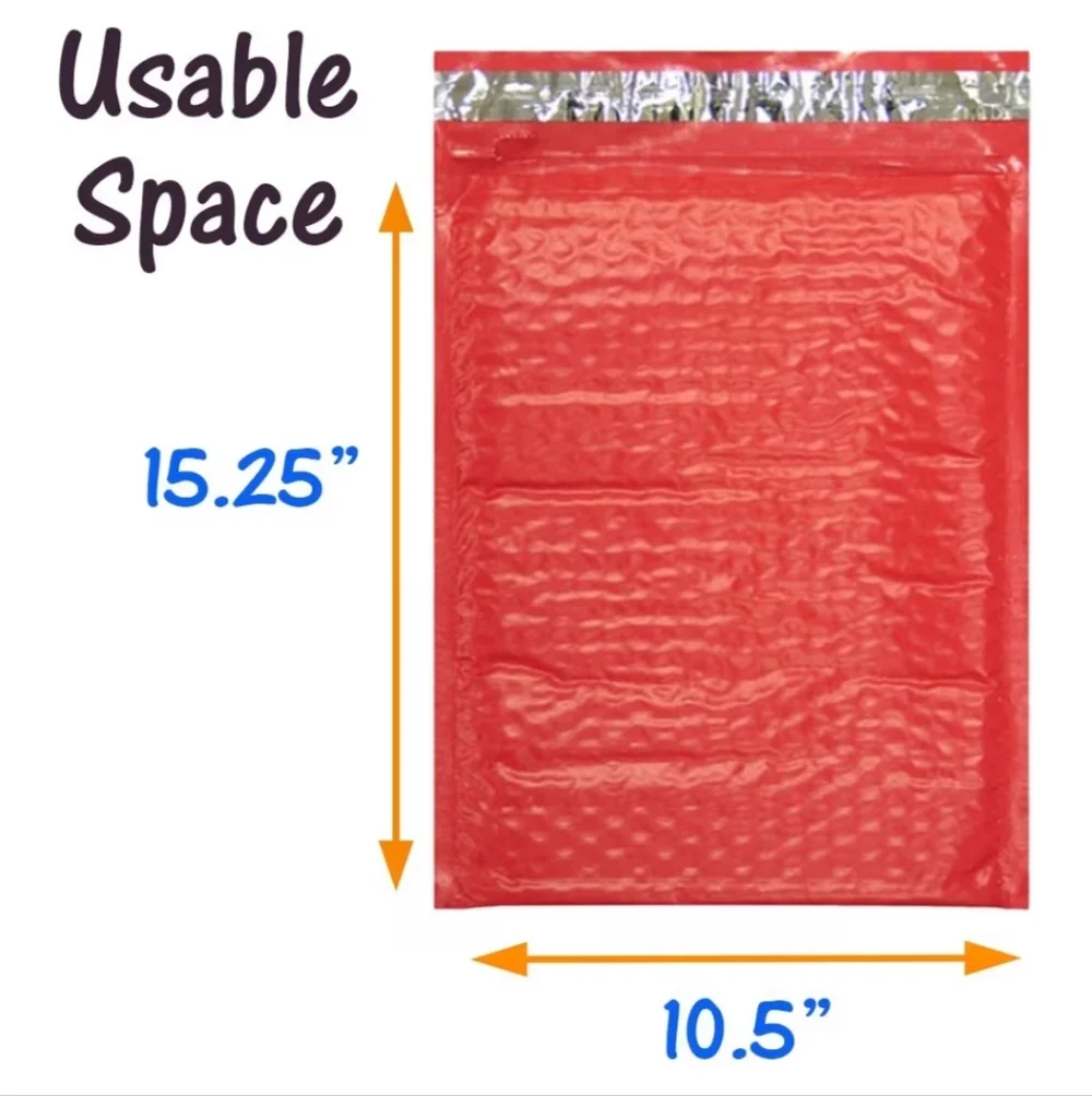 Red Thank You Christmas Wreath Bubble Shipping Polymailer Envelopes 5pk